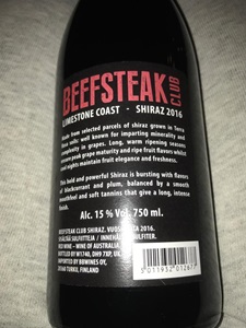 Beefsteak Club Shiraz 2016